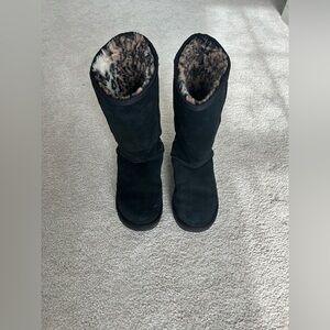 UGG Black Winter Boots with Leopard Print Lining
